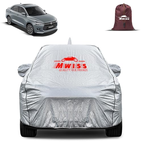 Image of Waterproof Car Body Cover for Maruti New Swift Dzire | Mirror & Antenna Pocket Anti-Scratch with Soft Cotton Inner Lining Triple Stitched Protection| Heat Resistant | Rain Protection (Silver)