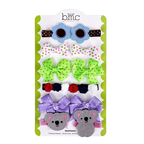 Bundle Monster Baby Girl 12 pc Soft Ribbon Design Hair Clip Accessories - Set 4