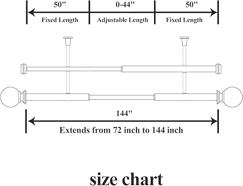 Miniatura 4 de Barras de cortina dobles, juego de cortineros telescópicos para tratamiento de ventanas con herrajes, 34 pulgadas de diámetro, barras de cortina de