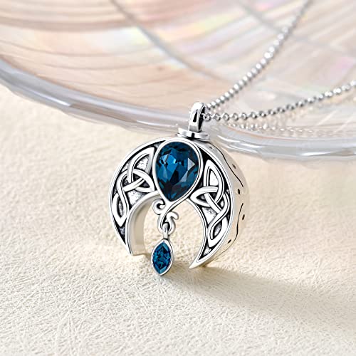 Aoboco Celtic Moon Urn Necklaces For Ashes Sterling Silver Crescent Moon Irish Cremation Memorial Keepsake Necklace Jewelry Gifts For Women #TOP1