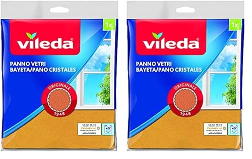 Vileda 119,680 141335 Klassisches und traditionelles Fenstertuch, Sonstiges, Mehrfarbig, 20x24x0.2 cm (Packung mit 2)