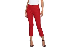 Pull on Red Capri Pants for Women with Pockets