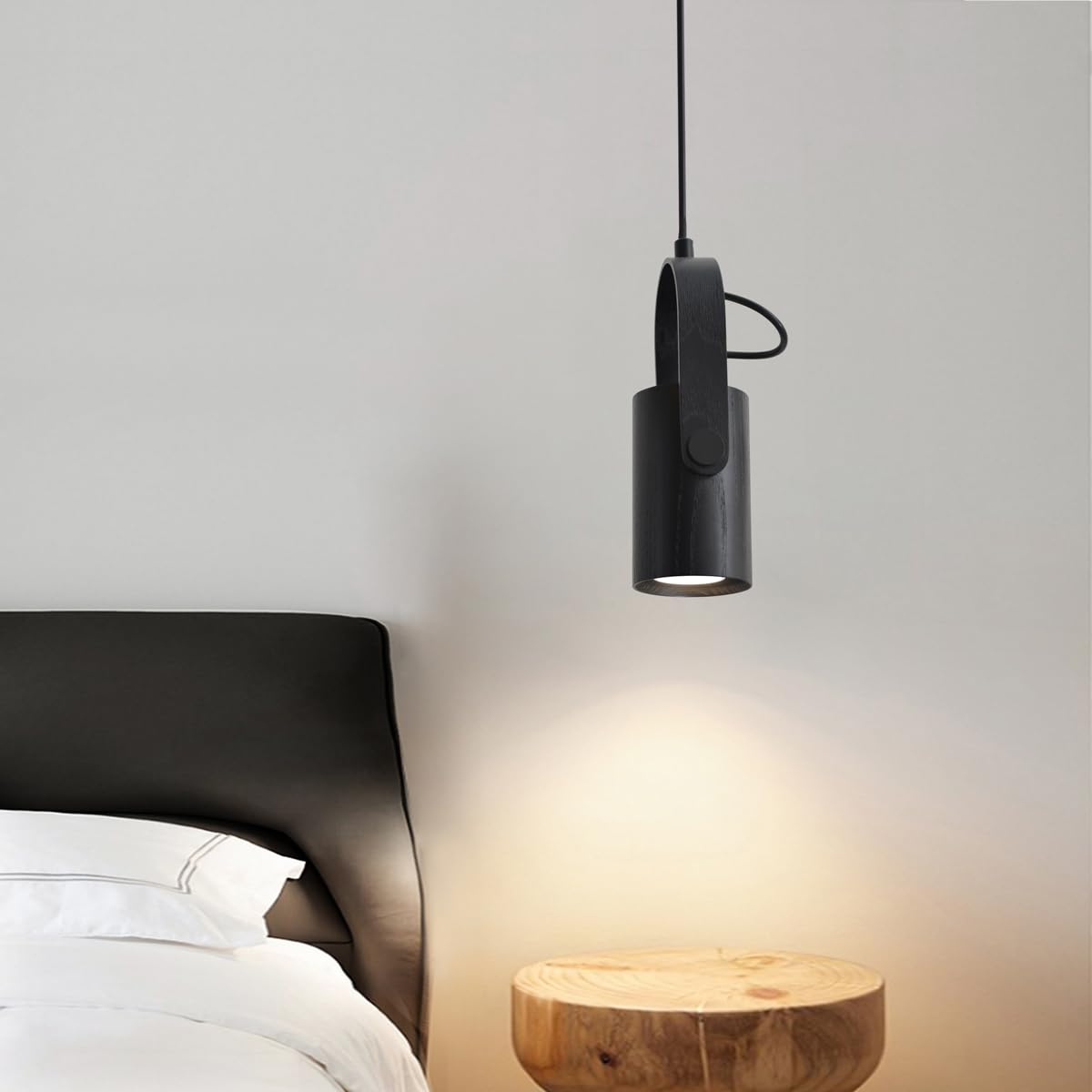 ouglres Hanglamp, 1 vlam, zwart, straler, hanglamp, instelbare lichthoek, vintage houten hanglamp, in hoogte verstelbaar, modern, Gu10, voor eettafel, keuken, slaapkamer, nachtkastje, bar