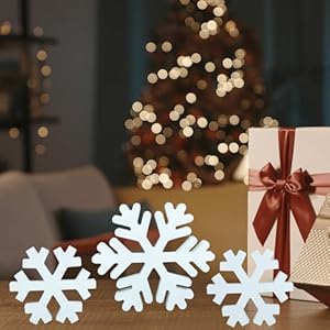 Christmas wooden snowflakes decor 3 pcs xmas winter snowflake table signs white wood snowflakes blocks standing tiered tray decorations for indoor home mantle tabletop shelf new year decor  urban country home decor