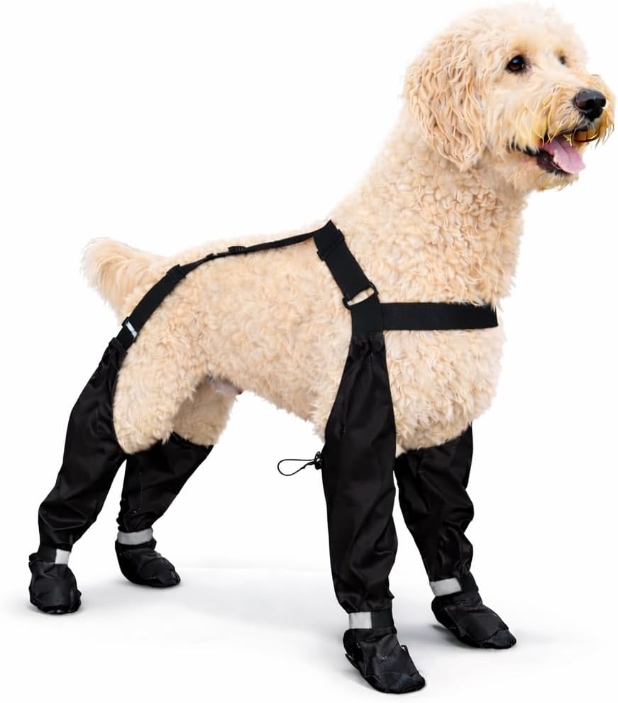 Premium Dog Suspender Boots – Anti-Slip Waterproof Paw Protectors for Small & Medium Dogs – Luxury Quality for Beach, Snow, Mud – Adjustable Outdoor Safety. (Red, Extra Small)