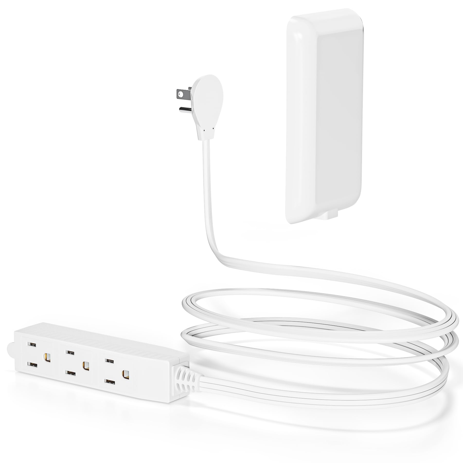 Flat Plug Power Strip 3FT - Ultra Thin Extension Cord White Wall Outlet Extender 3 Outlets with Baby Proofing Cover for Kitchen, Behind TV, Bedroom ETL Listed 13A 125V 1625W