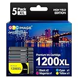 GPC Image Compatible Ink Cartridge Replacement for Canon PGI-1200XL PGI-1200 XL 1200XL to use with MAXIFY MB2320 MB2020 MB2720 MB2120 MB2050 MB2350 Printer (Black, Cyan, Magenta, Yellow, 5-Pack)