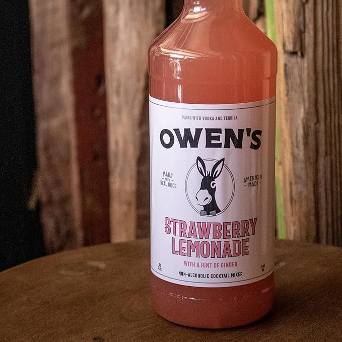 Owen’s Craft Mixers Exclusive Strawberry Lemonade 2 Pack | Handcrafted in USA | Premium Ingredients | Vegan & Gluten-Free Soda Mocktail & Cocktail Mixer