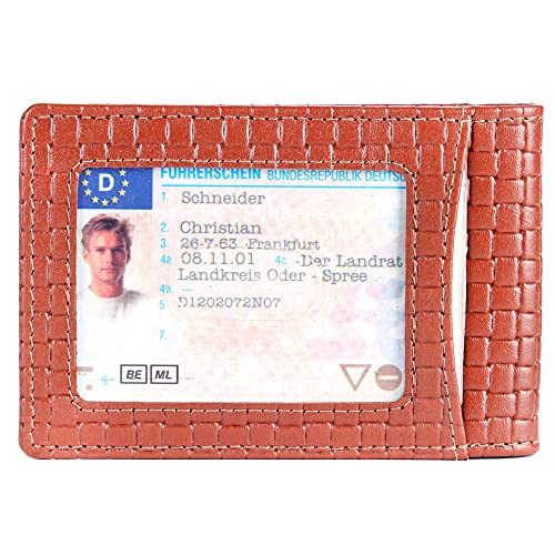 Image of Brooklyn Bridge Genuine Leather Money Clip Wallet for Men Matt VT Brown - Premium Slim RFID Protected Wallet with Cash Clip & Multiple Card Slots, Stylish Front Pocket Design, Gift for Men