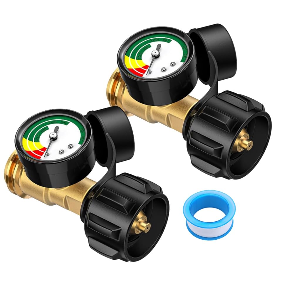 Aisuoka 2 Pack Propane Tank Gauge Level Indicator, Propane Gauge, Propane Gas Pressure Gauge Propane Heater, Fire Pit, BBQ Grill