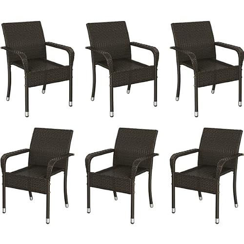 Yaheetech Sillas Jardín Exterior con Reposabrazos y Respaldo, Sillas Terraza Exterior Sillas de Balcón con Patas Ajustables para Jardín Balcón Terraza (1, Marrón)