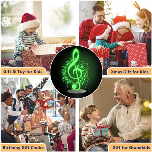 Image of OkiyiD Music Note Gifts for Girls, 3D Illusion Lamp, 3D Music Night Light with 16 Colors Remote and Touch Control, Music Note Decor for Kids Room, Girls Birthday Gifts, FS-2810-9999