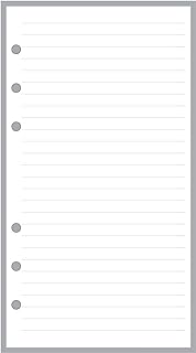 Personal Size Notes Insert with Simple Lines Spaced 1/4", Sized and Punched with 6 Holes for Personal Size Notebooks by Filofax, Louis Vuitton (PM), Kikki-K, and Others. (3.7" x 6.75")
