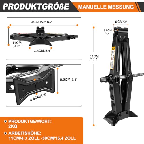 2 Tonnen (4409 lbs) Scherenwagenheber mit arbeitssparendem Ratschenschlüssel für die meisten...