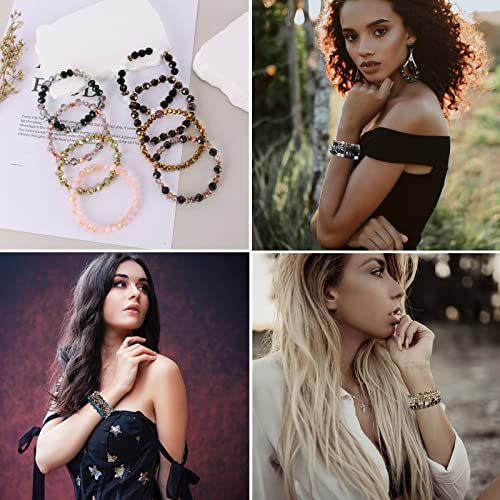 CASDAN 6 Sets Bohemian Stackable Bead Bracelets for Women Stretch Multilayered Bracelet Set Multicolor Boho Jewelry3