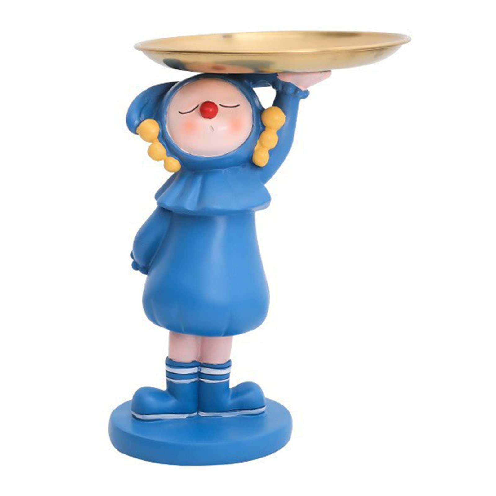 Jazuaiao Nordic Girl Figurines Storage Tray Creative Resin Handicraft Ornaments Living Room Entrance Cabinet Decorat Cute Girl Statue Figurine for Desk Home Decor