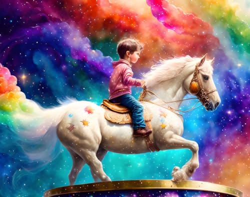 Peinture sur toile de carrousel pour chambre d'enfant et salon moderne 58 x 90 cm