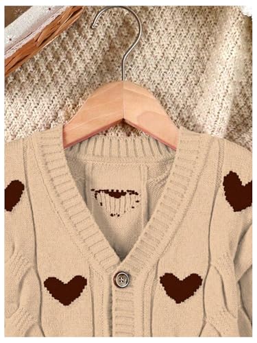 SOLY HUX Toddler Girl's Heart Print Cardigan Sweater V Neck Button Down Long Sleeve Knit Cute Fall Cardigans3