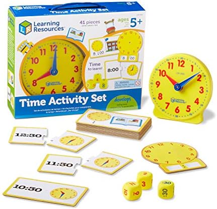 Learning Resources Time Activity Set - 41 Pieces, Ages 5+ Teaching Clocks for Kids, Telling Time Teaching Clock, Easter Basket Stuffers