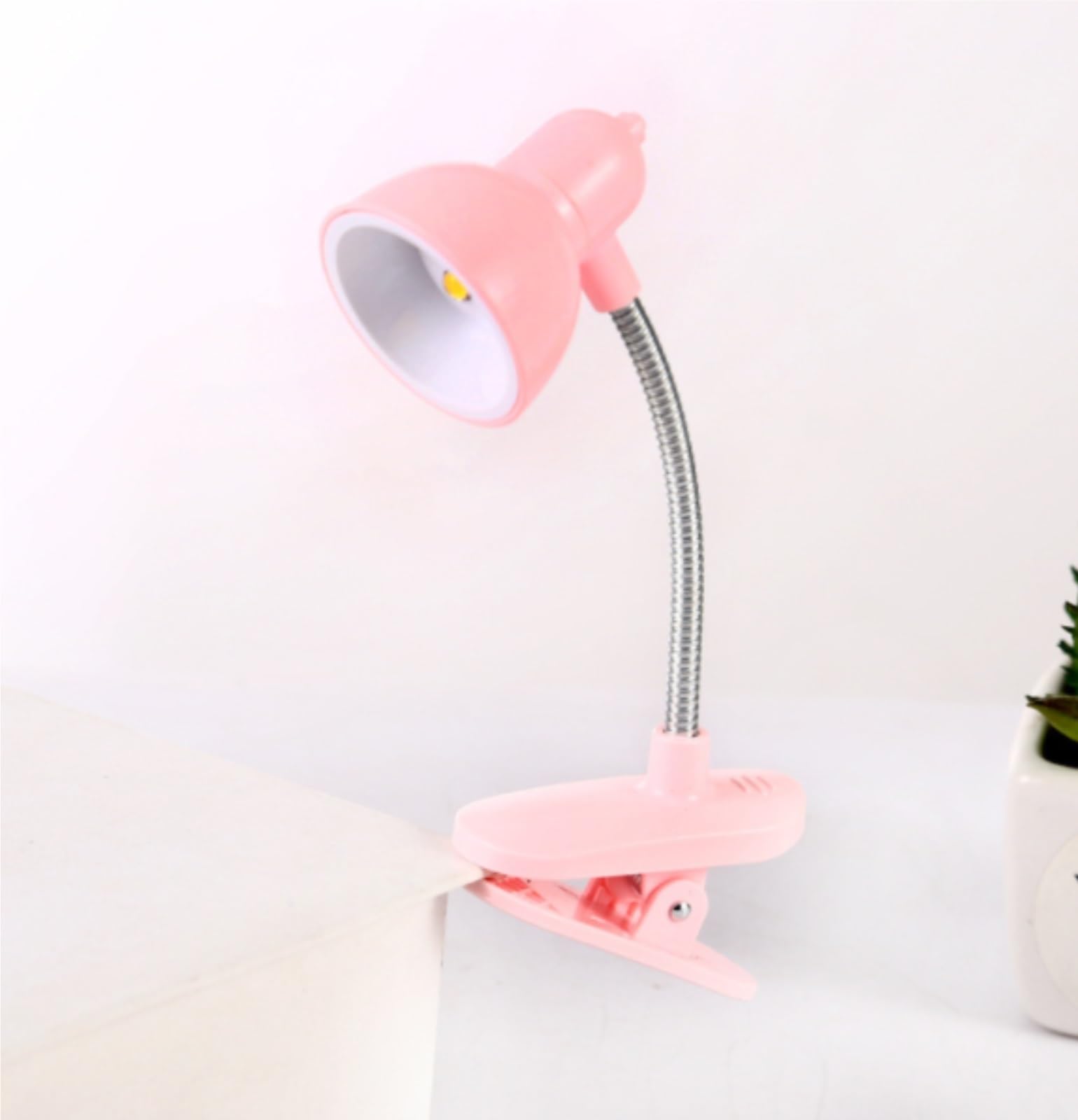 Lampada da Tavolo per Ufficio Lampada da Scrivania A LED Piccola con Clip, Pieghevole, for Studio, Camera Letto, Dormitorio Lampada da Scrivania Lettura(Pink)