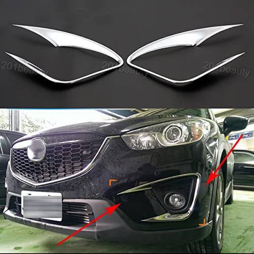 KAITIAN 2pcs Chrome Front Fog Light Lamp Frame Molding Cover Trim Emblems for Mazda CX-5 CX5 2012 2013 2014 2015 2016 2017