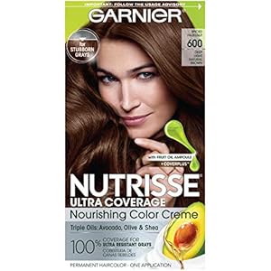 Garnier Nutrisse Ultra Coverage Hair Color, 600 Deep Light Natural Brown (Spiced Hazelnut) Permanent Hair Dye (Packaging May Vary)