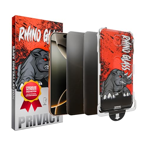 Rhino Glass 2-Pack Easy Install Privacy Screen Protector for iPhone 12 Pro Max 6.7 [True 28Anti Spy] [Scratch-Resistant 9H Tempered Glass] Gen 2 with Alignment Frame