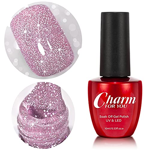 VERONNI Pink Glitter Gel Nail Polish ,Reflective Shine Nail Polish Diamond Sparkling Explosion Nail Gel Soak Off UV LED Gel Nail Art Manicure 10ml -Sakura Pink (#S-003) VERONNI Pink Glitter Gel Nail Polish ,Reflective Shine Nail Polish Diamond Sparkling Explosion Nail Gel Soak Off UV LED Gel Nail Art Manicure 10ml -Sakura Pink (#S-003)