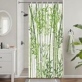Uiiooazy - Cortina de ducha antimoho, 90 x 180 cm, color verde salvia bambú spa...