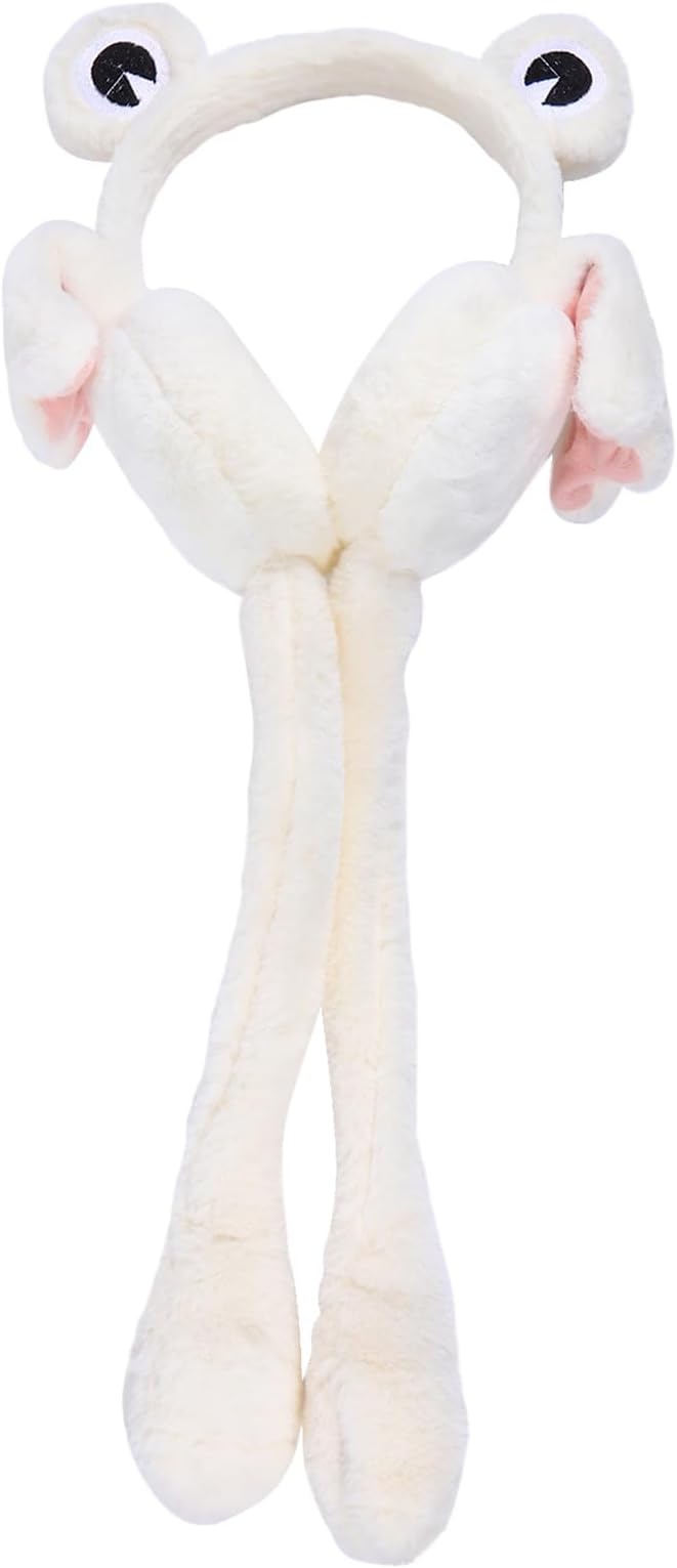 Cold-Proof Multipurpose Ear Muffs with Breathable Plush Material, Adjustable Headband, Cartoon Frog Design for Winter Wear