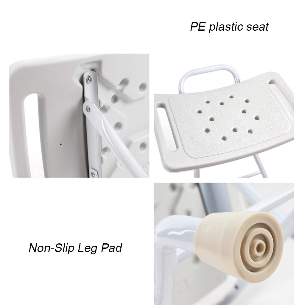 Ligero Taburete de baño/Ducha Asiento de bañera Plegable Silla de plástico Moldeado con manija de Seguridad Almohadilla Antideslizante para Las piernas Ayuda por discapacidad para Personas Mayores