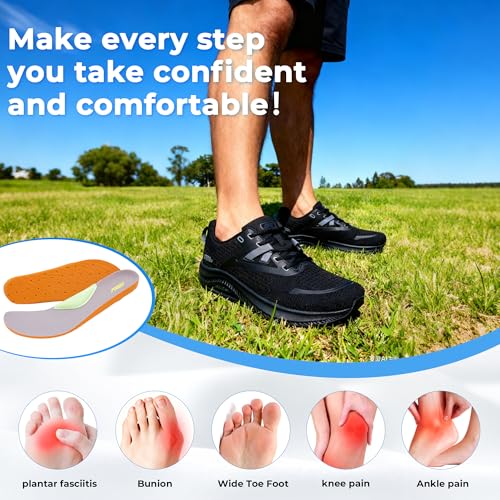 Image of PERSOUL Wide Toe Box Walking Shoes Women Arch Support Tennis Orthotic Sneakers for Plantar Fasciitis Flat Feet Pain Relief US Size 6-11