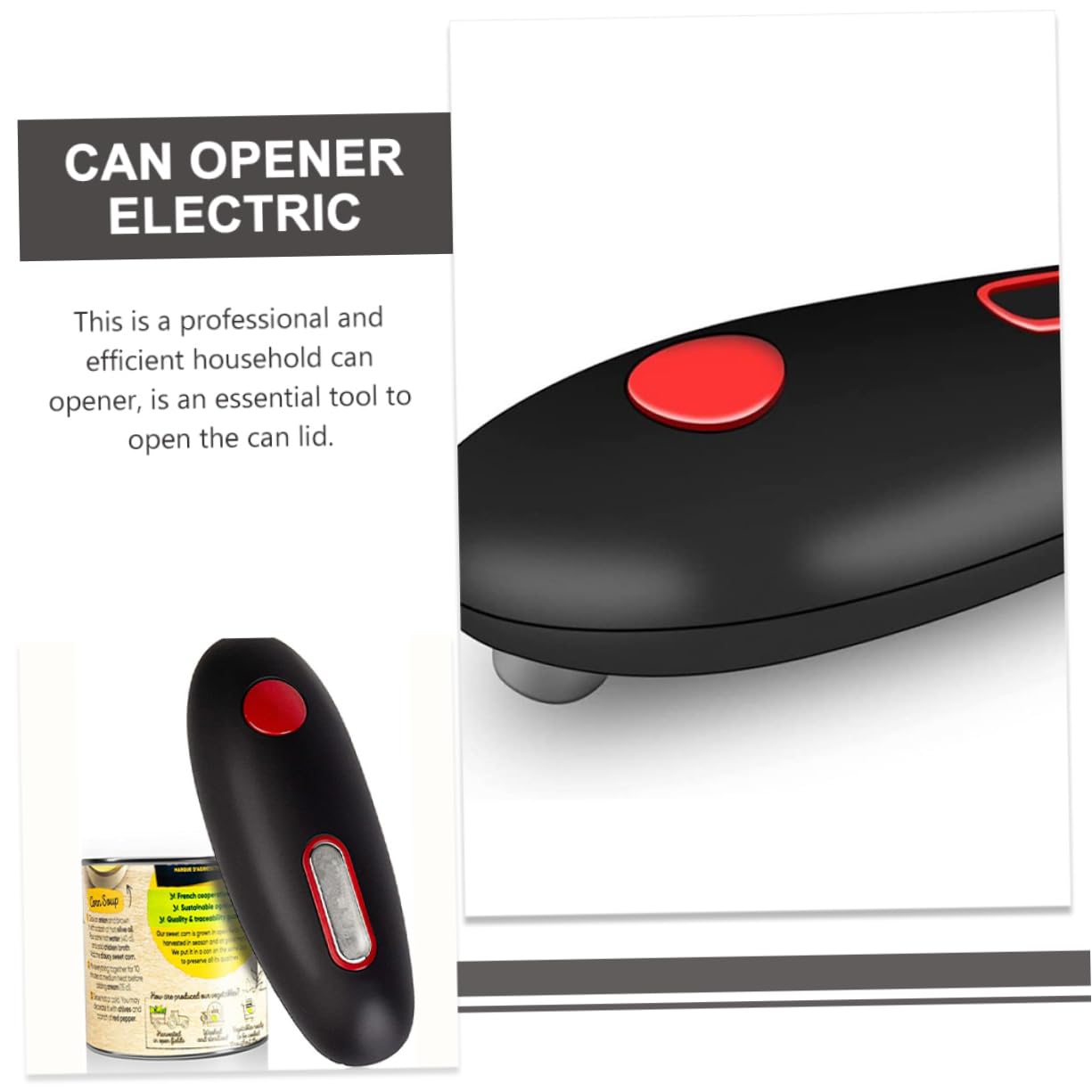 COLLBATH Abridor de Frascos Eléctrico Portátil para Latas, Automático y Ligero, Adecuado Hogar, Borde Liso y Uso sin Esfuerzo