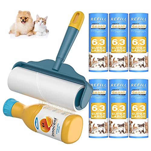 Geanli Extra Sticky Large Lint Roller with 10 Refills for Pet Hair Removal