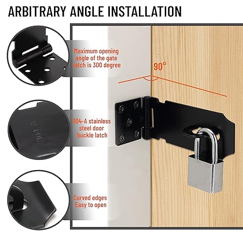 3"Heavy Duty Door Lock Hasp Latch-1 Pack - Image 3