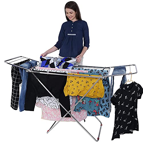 LiMETRO STEEL Stainless Steel Foldable Cloth Dryer Stand Double R...