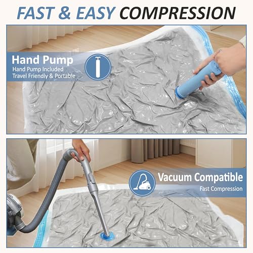 Image of Cozy Essential Vacuum Storage Bags, 80% Compression Vacuum Seal Space Saver Plastic Packaging Bags for Clothes, Blankets, Pillow, Bedding, Comforters, Sealer Clothing Storage,12 Small