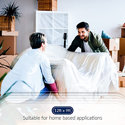 ARVO 6 Pack Extra Large Plastic Dust Sheets for Decorating - 3.6m x 2.75m (12ft x 9ft), Waterproof Polythene for Painting, Furniture, Floor Protection, Ideal with Paint Coveralls, Packaging May Vary