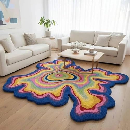 Image of Hand Made Tufted Carpet Premium Wool Abstract Irregular Design Non Slip Area Rug for Living Room Weight- |60 Pound|Size-9x12 Feet (108x144 Inch)