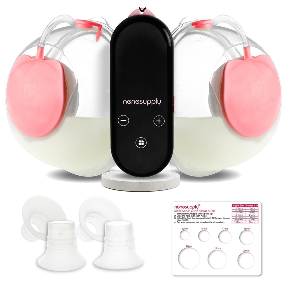 Nenesupply Venus Tire-lait portable mains libres de qualité hospitalière portable 4 modes 9 niveaux d'aspiration. Bride en silicone avec tasses de collecte étanches, ajustement discret de 170 g