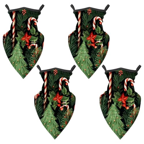 4 Pack Christmas Crutch Neck Gaiter, Cooling Breathable Face Mask UV Protection Scarf Hiking Bandana for Men/Women