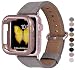 Compatible Iwatch Band 38mm 40mm - PEAK ZHANG Women Genuine Leather Replacement Strap with Rose Gold Adapter and Buckle Compatible Series 4 (40mm) Series 3 2 1 (38mm), Dark Gray