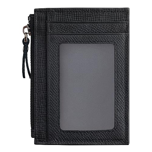 Slim Wallet for Women Small Leather RFID Blocking Credit Card Holder Minimalist Front Pocket Wallet with Coin Purses & Pouches,Black