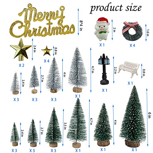 Notigat Miniature Christmas Pine Tree Mini Bottle Brush Christmas Trees Table Top Village Winter Tree For Christmas Decorations Wooden Bases （36Pcs） #TOP4