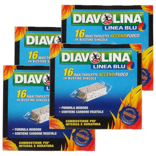 FEI FAN MAXI TAVOLETTE ACCENDIFUOCO IN BUSTINE SINGOLE, Formula Inodore, Contiene Carbone Vegetale, Confezione da 16 tavolette