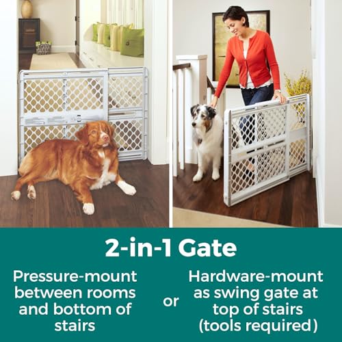 MYPET Universal Pet Gate: 26” - 42” Wide Dog Gate for Doorways with Pressure Fit or Swinging Door Hardware Mounting Types Included: 26" Tall; Gray - Image 3