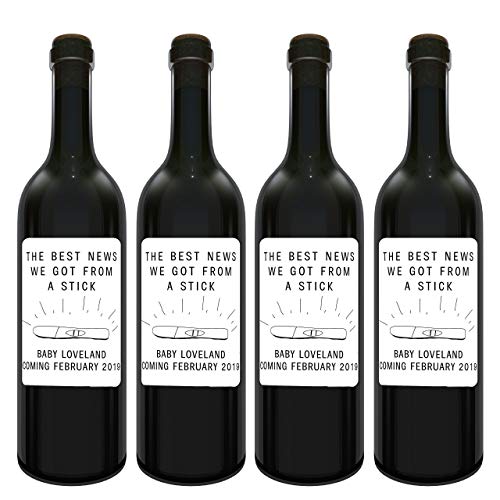 Personalized Pregnancy Baby Announcement Wine Labels Bottle Stickers Funny Baby Announcement Wine Label Bottle Stickers by LoveAtEverySight - ...
