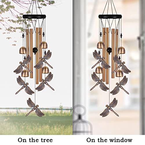 Bronze Dragonfly Wind Chimes, Gifts For Mom, Home, Garden, Balconies, Rooms, Patio, Indoor, Outdoor Dragonfly Decoration, Aluminum Dragonfly Chimes, Dragonfly Wind Catcher, Dragonfly Wind Bells Decor #TOP5