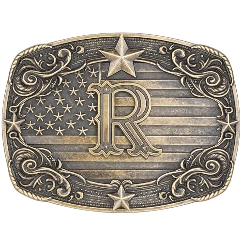 Image of Western Belt Buckle for Men Women Initial Letter A to Z Cowboy Belt Buckle Texas Buckle hebillas vaqueras para hombre