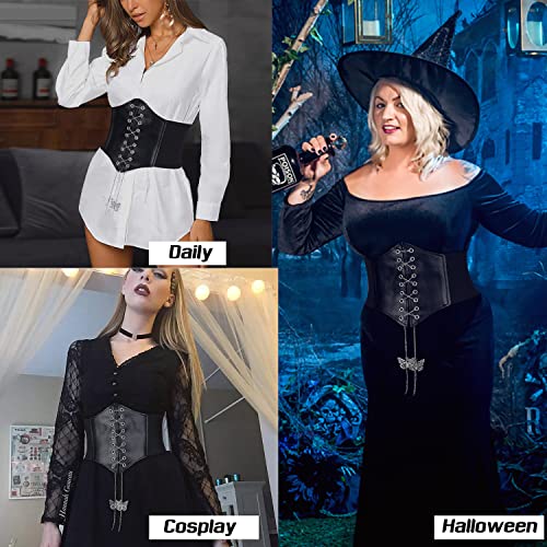 Suyi Corset Belt for Women Lace up Leather Belt Butterfly Elastic Waspie Tied Cincher Belt3